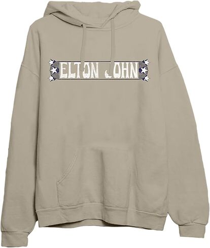 سترة بغطاء للرأس رمادية من Elton John - 2023 Troubadour LA 1970 Graphic Essentials Hoodie Sweatshirt in Kuwait