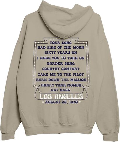 سترة بغطاء للرأس رمادية من Elton John - 2023 Troubadour LA 1970 Graphic Essentials Hoodie Sweatshirt in Kuwait