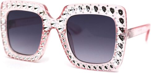 SA106 Kids Size Girls Bling Concave Engraving Iced Out Rectangular Butterfly Sunglasses in Kuwait