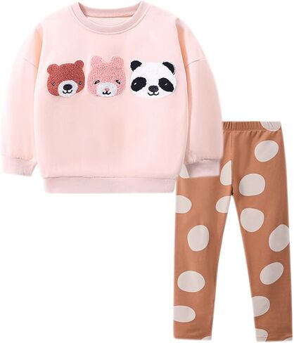 طفل الفتيات الصغيرات وتتسابق 2 قطعة طفل طويل الأكمام البلوز طماق الخريف والشتاء ملابس لطيف فستان أطفال مع سروال داخلي 2-6Y in Kuwait