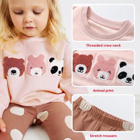 طفل الفتيات الصغيرات وتتسابق 2 قطعة طفل طويل الأكمام البلوز طماق الخريف والشتاء ملابس لطيف فستان أطفال مع سروال داخلي 2-6Y in Kuwait