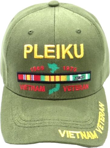 Pleiku Vietnam Veteran (Ribbons) (Vietnam Veteran on Bill) Baseball Cap Green, Green in Saudi Arabia
