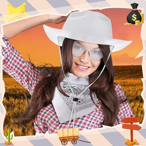 Newcotte 18 Pcs Cowboy Hat and Bandana Glasses Set for Men Women in Kuwait