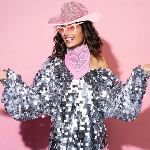 حجر الراين بالكامل قبعة رعاة البقر للنساء الوردي بريق قبعة راعية البقر ديسكو سباركلي قبعة رعاة البقر الغربية للعروس العازبة تأثيري حفل زفاف عيد الميلاد-صندوق التعبئة والتغليف in Kuwait