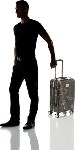 BEBE Luggage Reyna Hardside Carry-on Spinner, Black Marble, One Size in Saudi Arabia