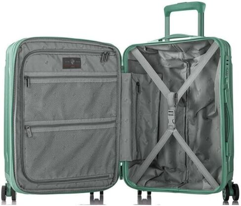 Heys Xtrak 21-Inch Expandable, Lightweight Carry-On Luggage with TSA Combination Lock, Push Button Telescopic Handle System and Spinner Wheels (Midnight Green) in Kuwait