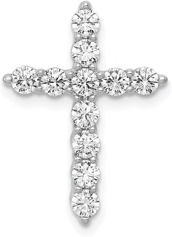Diamond2Deal 10k or 14k White Gold 3/4ct. Natural Diamond Cross Chain Slide Pendant Fine Jewelry Gift for Women in Saudi Arabia