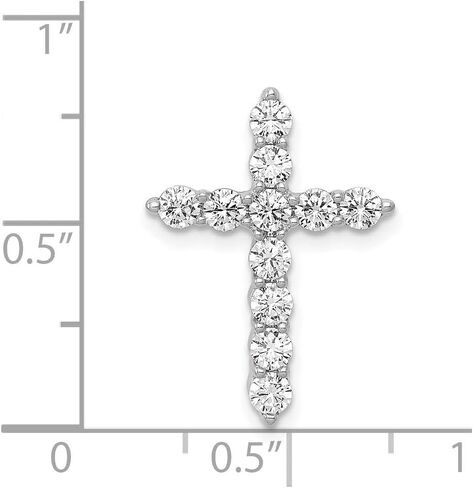 Diamond2Deal 10k or 14k White Gold 3/4ct. Natural Diamond Cross Chain Slide Pendant Fine Jewelry Gift for Women in Saudi Arabia