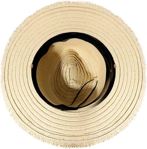 Womens Straw Hats Beach Hats Wide Brim Summer Sun Hats Fray-Edge Leather Band Panama Hats Packable Fedora Hats UPF 50+ in Saudi Arabia
