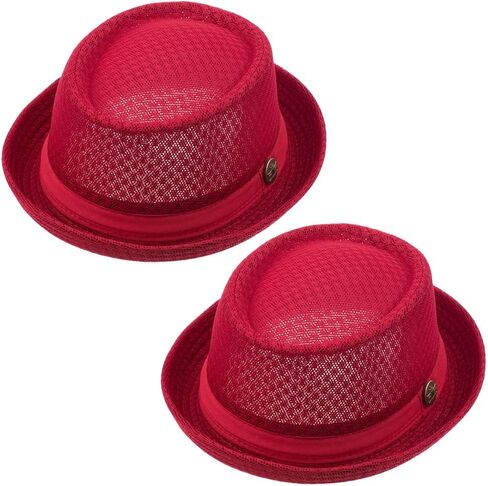 ZffXH 2/6 قطعة النساء شبكة للسيدات لحم الخنزير فطيرة قبعة الصيف 1920S زي قبعة الحفلات فيدورا أبي الرامي شقة علوية الرجال القش in Kuwait