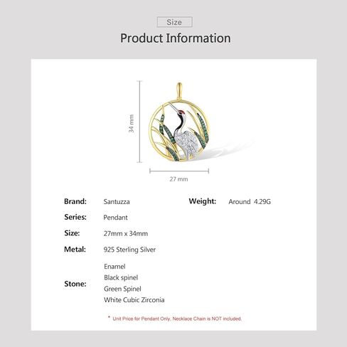 Santuzza 925 Sterling Silver Animal Gemstone White Cubic Zirconia Pendant for Women in Kuwait