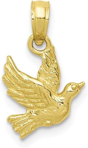 Solid 10k Yellow Gold Flying Dove Pendant Charm in Saudi Arabia