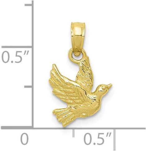 Solid 10k Yellow Gold Flying Dove Pendant Charm in Saudi Arabia