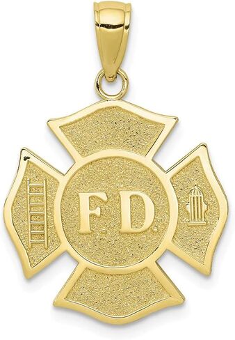 مجوهرات FB ذهب أصفر عيار 10 قيراط F.D. قلادة إدارة إطفاء مزخرفة على شكل صليب مالطي (1.12 × 0.75 بوصة) in Saudi Arabia