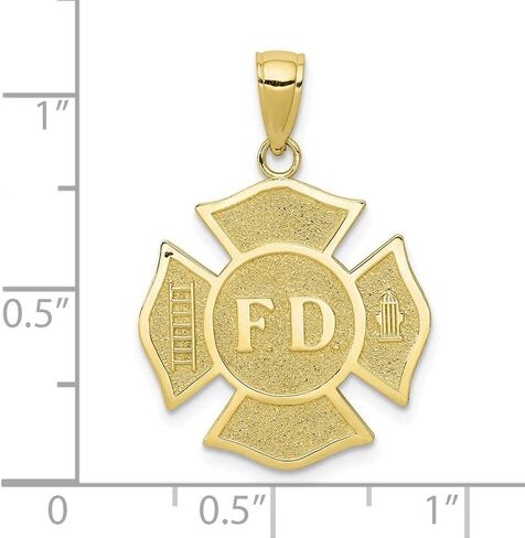 مجوهرات FB ذهب أصفر عيار 10 قيراط F.D. قلادة إدارة إطفاء مزخرفة على شكل صليب مالطي (1.12 × 0.75 بوصة) in Saudi Arabia