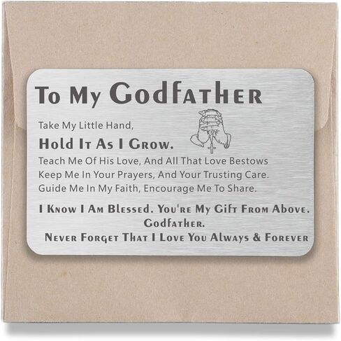 هدايا JAmuruwt Godfather من Godchild Goddaughter Godson Metal Wallet إدراج بطاقة العراب اقتراح الهدايا هدية لعيد ميلاد الأب الروحي وعيد الأب وعيد الميلاد وعيد الشكر in Kuwait