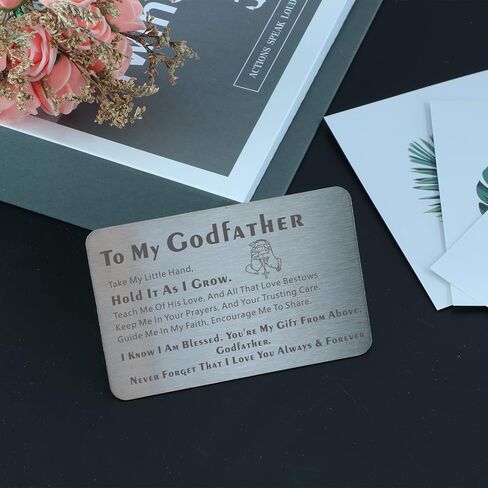 هدايا JAmuruwt Godfather من Godchild Goddaughter Godson Metal Wallet إدراج بطاقة العراب اقتراح الهدايا هدية لعيد ميلاد الأب الروحي وعيد الأب وعيد الميلاد وعيد الشكر in Kuwait