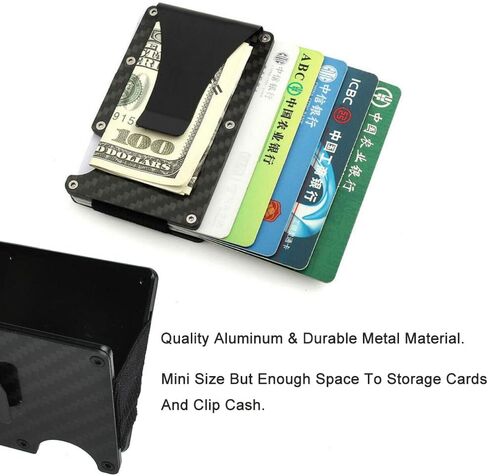 Metal Card Holder Money Clip, Golden^Li RFID Blocking Slim Carbon Fiber Wallet Minimalist Credit ID Card Holder for Men in Saudi Arabia
