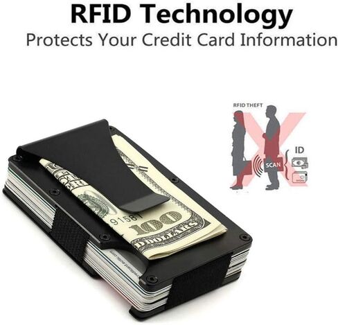 Metal Card Holder Money Clip, Golden^Li RFID Blocking Slim Carbon Fiber Wallet Minimalist Credit ID Card Holder for Men in Saudi Arabia