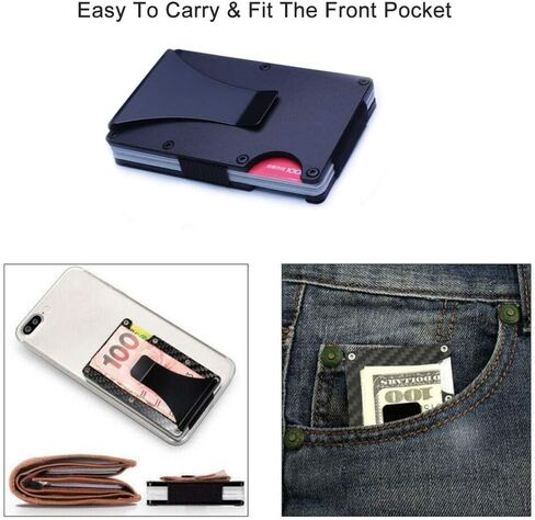 Metal Card Holder Money Clip, Golden^Li RFID Blocking Slim Carbon Fiber Wallet Minimalist Credit ID Card Holder for Men in Saudi Arabia