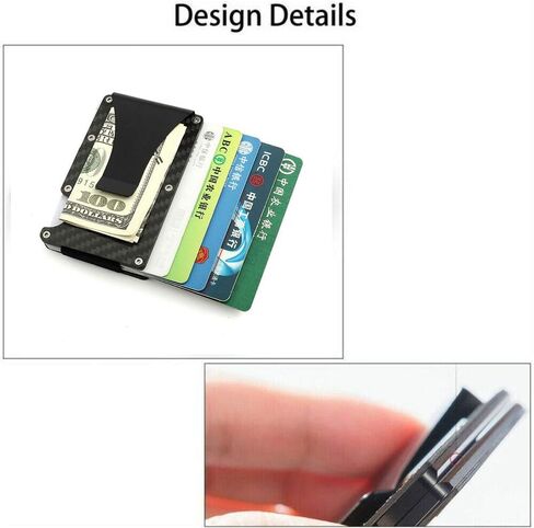 Metal Card Holder Money Clip, Golden^Li RFID Blocking Slim Carbon Fiber Wallet Minimalist Credit ID Card Holder for Men in Saudi Arabia