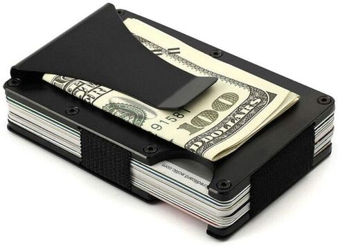 Metal Card Holder Money Clip, Golden^Li RFID Blocking Slim Carbon Fiber Wallet Minimalist Credit ID Card Holder for Men in Saudi Arabia