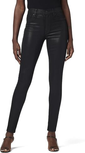 Hudson Jeans Women's Barbara High Rise Super Skinny Jean, Noir Coated, 27 in Saudi Arabia