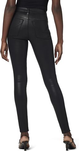 Hudson Jeans Women's Barbara High Rise Super Skinny Jean, Noir Coated, 27 in Saudi Arabia