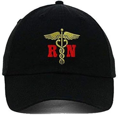 قبعة بيسبول ناعمة بشعار Rn مطرزة على شكل ممرضة Rn من نسيج قطني طويل قبعات للأب للرجال والنساء in Saudi Arabia