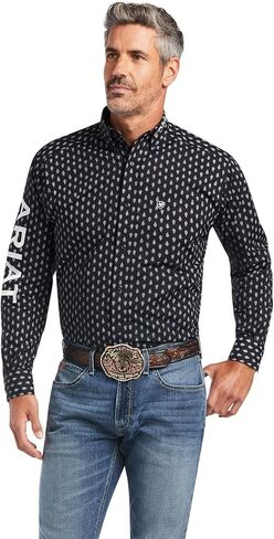 ARIAT Men's Team Raine Classic Long Sleeve Shirt, Black in Saudi Arabia