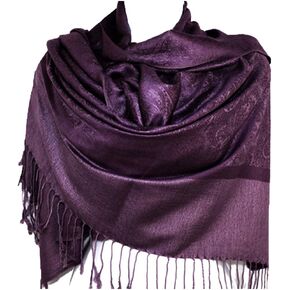 SILVERFEVER Women’s Shawl Vintage Jacquard Paisley Pashmina Special Occasion Wrap Evening Scarf Double Sided Stole