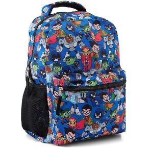 DC Comics Teen Titans Go! Allover Backpack - Beast Boy, Raven, Cybord, Robin and Silkie - Teen Titans Go! School Bookbag (Blue) in Saudi Arabia