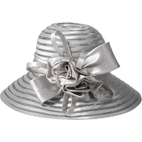F FADVES Womens Floral Fascinators Church Floppy Wide Brim Cloche Bowler Hats Wedding Kentucky Sun Hat