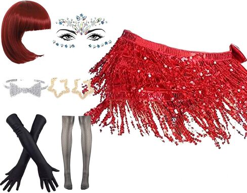 فستان رقص لاتيني بشراشيب من Paillette لأزياء السامبا للنساء فساتين قاعة الرقص مع مجموعة إكسسوارات أقراط شعر مستعار in Kuwait