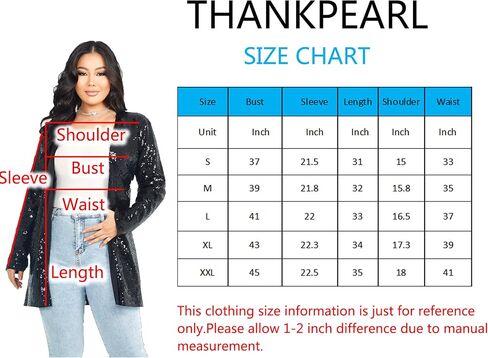 Women's Sequin Jacket Long Sleeve Open Front Blazer Glitter Sparkly Coat Party Casual Cardigan in Kuwait
