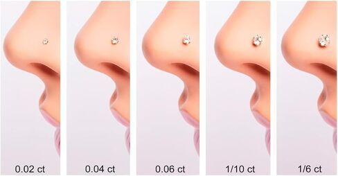 1/10 ct Real Diamond 14k White Gold Nose Stud with Internally Threaded Screw Post in Kuwait