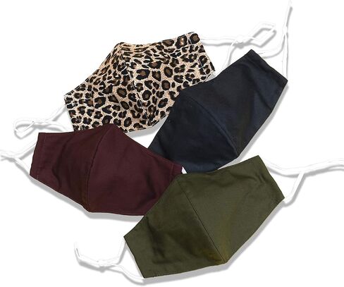 Hope Love Shine Checkered Face Masks w/Adjustable Ear Loops & Filter Pocket - Reusable, Washable Cloth Fabric Face Masks for Women, Men, Adult (Solid Black, Buffalo Plaid Red, Navy, White - 4 Pack) in Saudi Arabia