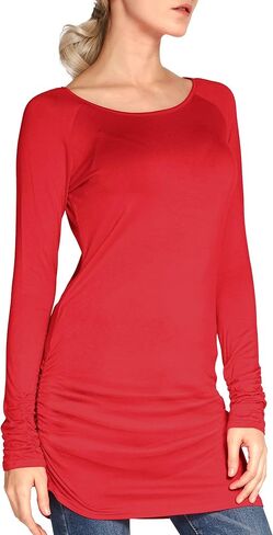 Urban CoCo Women's Casual T-Shirt Long Sleeve Solid Tunic Tops Slim Fit in Saudi Arabia