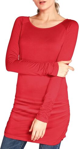 Urban CoCo Women's Casual T-Shirt Long Sleeve Solid Tunic Tops Slim Fit in Saudi Arabia