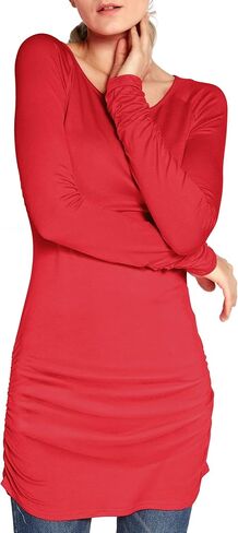 Urban CoCo Women's Casual T-Shirt Long Sleeve Solid Tunic Tops Slim Fit in Saudi Arabia