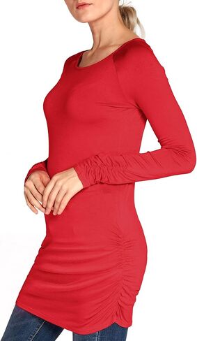 Urban CoCo Women's Casual T-Shirt Long Sleeve Solid Tunic Tops Slim Fit in Saudi Arabia