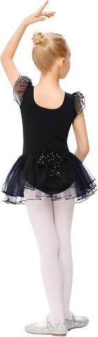 ملابس رقص باليه للفتيات الصغيرات بأكمام مكشكشة مع فيونكة خلفية لامعة من LIONJIE مع تنورة فستان توتو in Kuwait