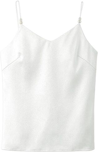 قميص قصير حريمي من IIG بحمالات سباغيتي وحمالات حريرية على شكل حرف V ورقبة على شكل حرف V in Kuwait