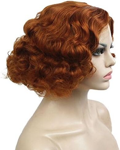 Aimole Short Wavy Wigs Women's Vintage Flapper Wig 1920s Cosplay Halloween Party Daily Everyday Hair(1B Natural Black) in Saudi Arabia