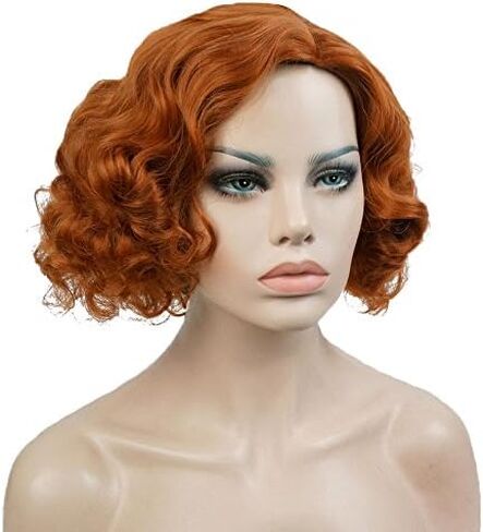 Aimole Short Wavy Wigs Women's Vintage Flapper Wig 1920s Cosplay Halloween Party Daily Everyday Hair(1B Natural Black) in Saudi Arabia
