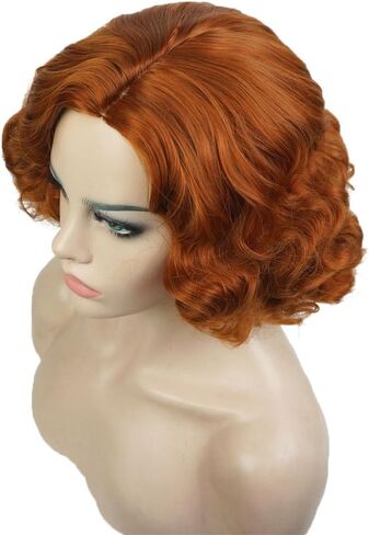 Aimole Short Wavy Wigs Women's Vintage Flapper Wig 1920s Cosplay Halloween Party Daily Everyday Hair(1B Natural Black) in Saudi Arabia