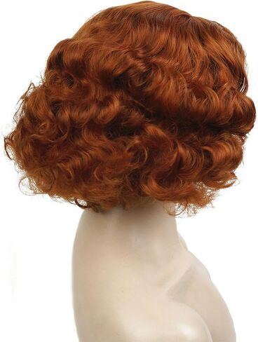 Aimole Short Wavy Wigs Women's Vintage Flapper Wig 1920s Cosplay Halloween Party Daily Everyday Hair(1B Natural Black) in Saudi Arabia