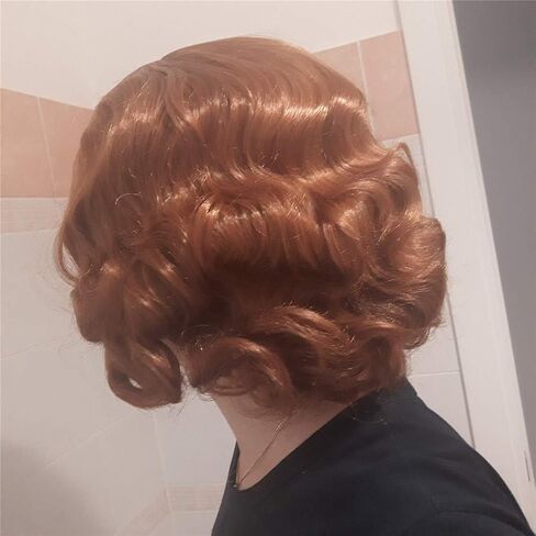 Aimole Short Wavy Wigs Women's Vintage Flapper Wig 1920s Cosplay Halloween Party Daily Everyday Hair(1B Natural Black) in Saudi Arabia