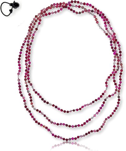 MGR MY GEMS ROCK! Petite Natural Agate Stone Beaded Hand Knotted Light Weight Endless Infinity Long Or Multi-Layer Necklace, 70-Inch Long Approx. in Kuwait