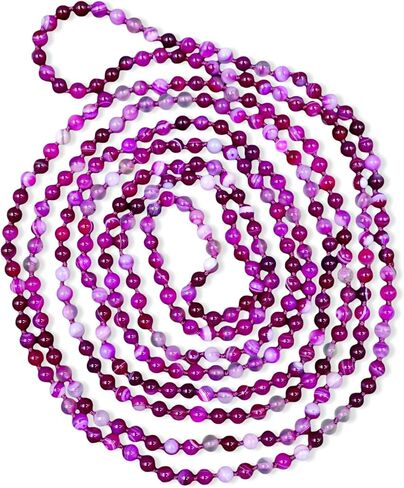 MGR MY GEMS ROCK! Petite Natural Agate Stone Beaded Hand Knotted Light Weight Endless Infinity Long Or Multi-Layer Necklace, 70-Inch Long Approx. in Kuwait